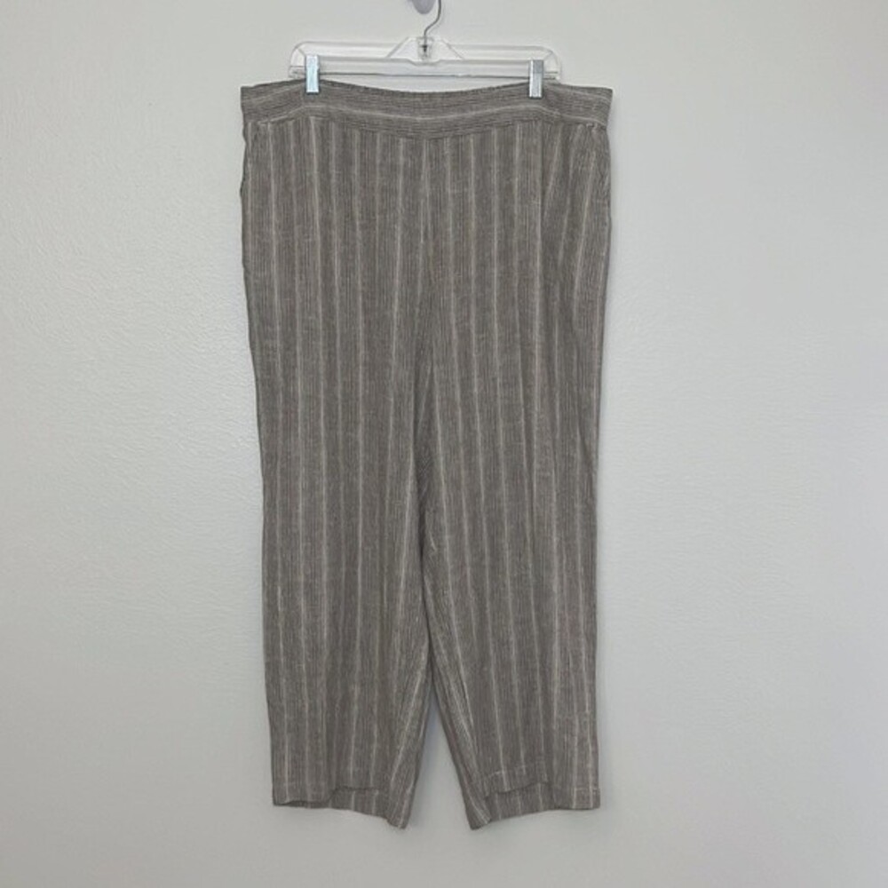 Isaac Mizrahi Bridgehampton Wide Leg Linen Pant Women's A485815 Sz 1XP mocha